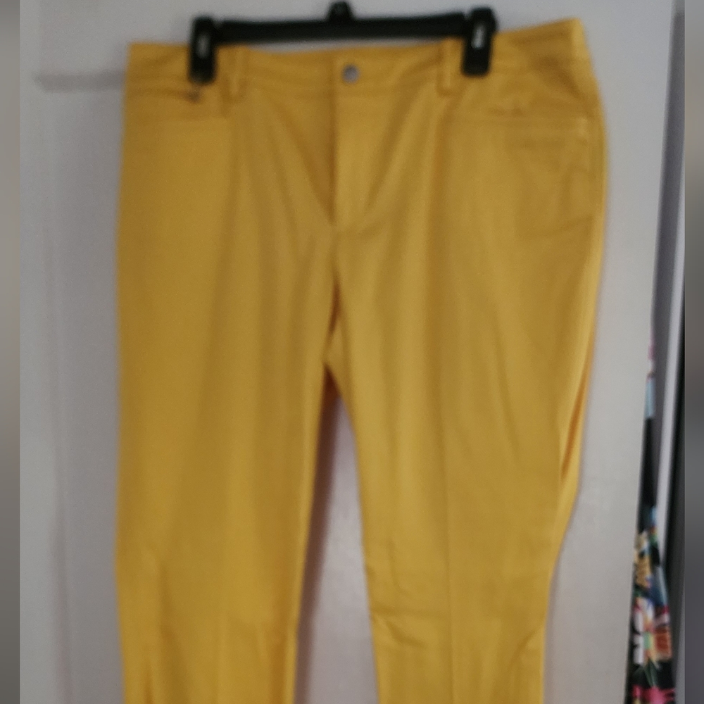 Yellow ladies dress pants.  RALPH LAUREN. Canary Yellow.  Size 14